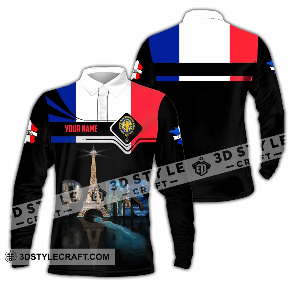 Unisex Shirt - Custom Paris 3D Shirt Long Sleeve Polo / S T-shirt