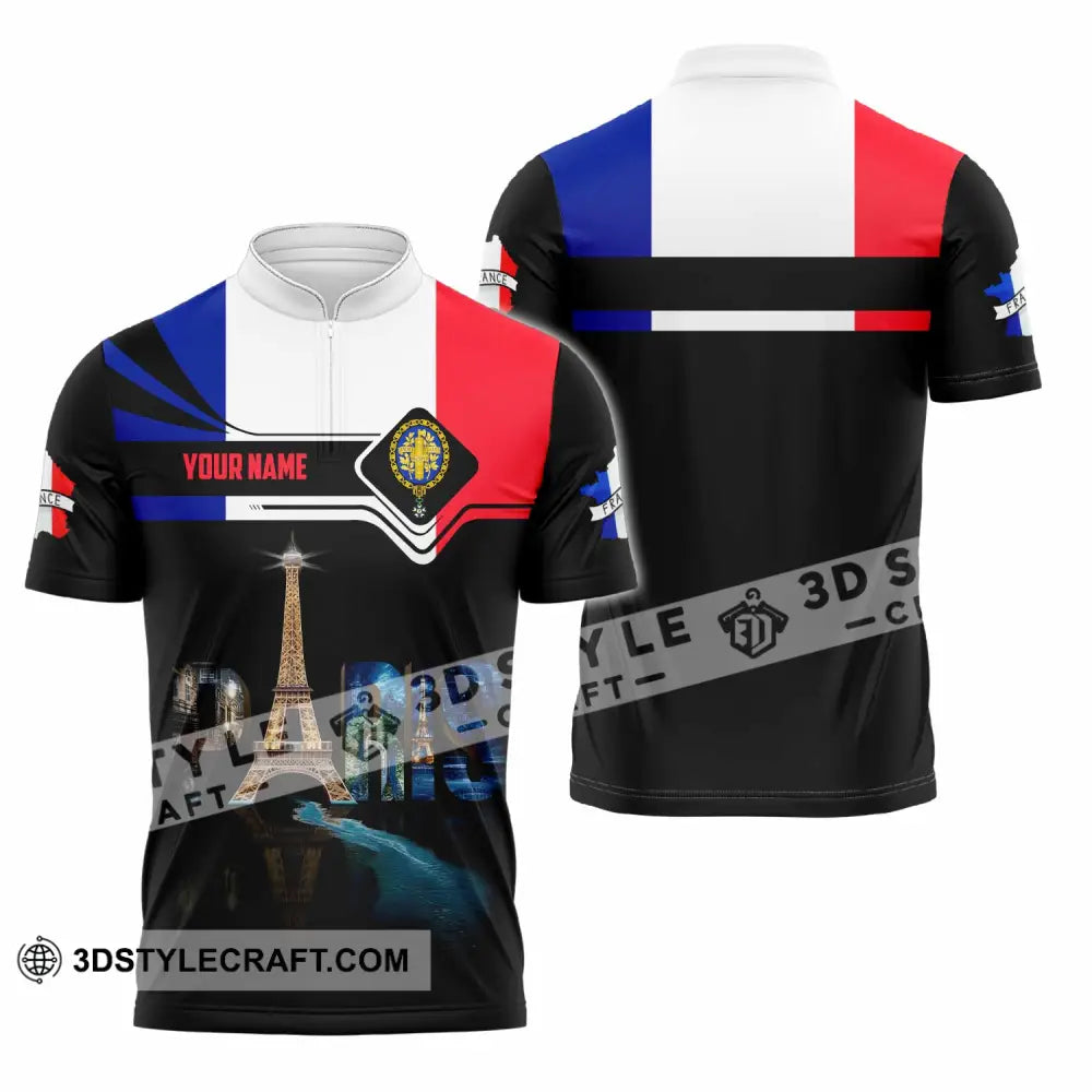 Unisex Shirt - Custom Paris 3D Shirt Zipper Polo Shirt / S T-shirt