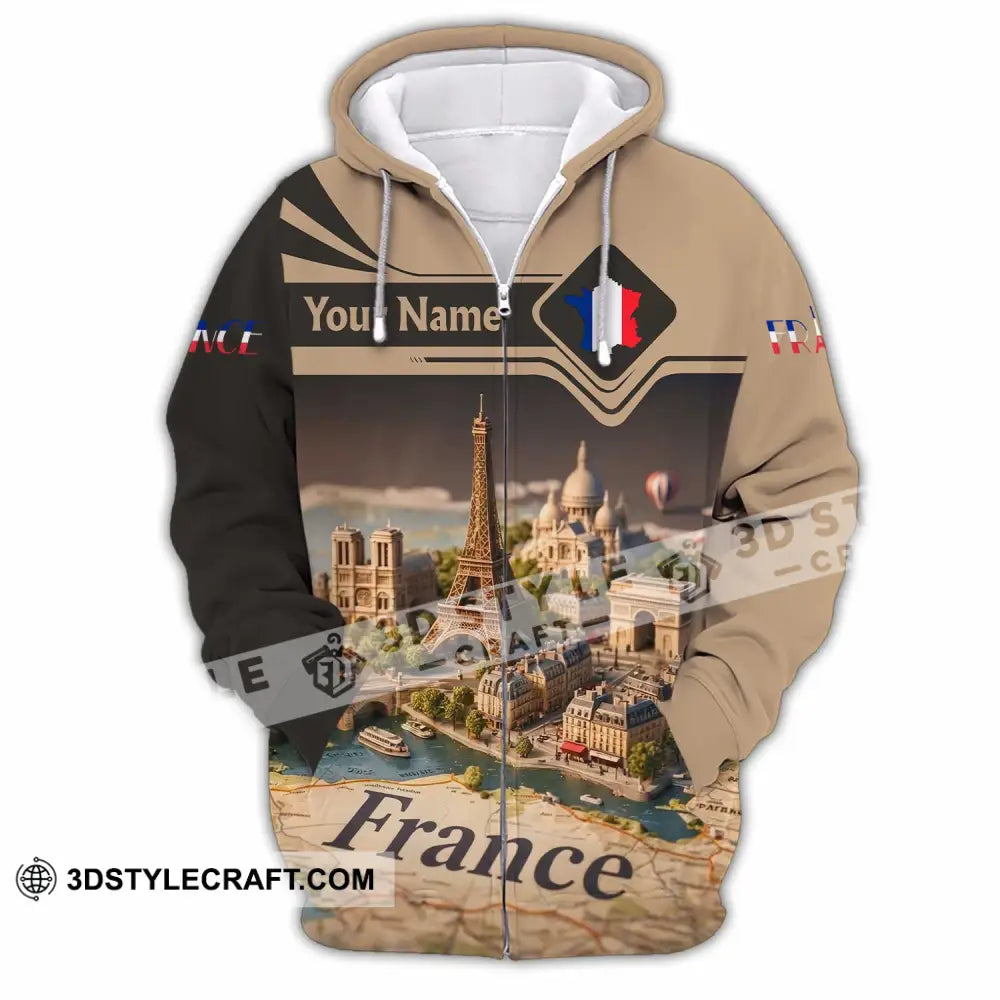 Unisex Shirt - Custom Paris France 3D Shirt Zipper Hoodie / S T-shirt