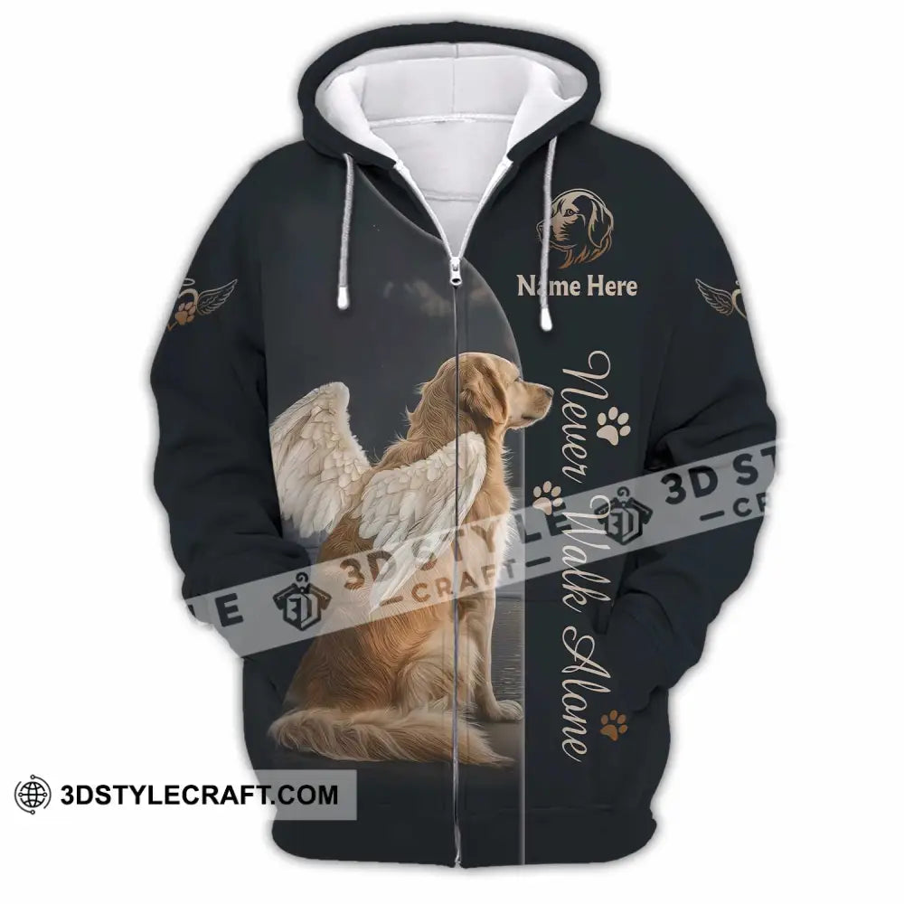 Unisex Shirt - Custom Pet Lover Never Walk Alone 3D Shirt Zipper Hoodie / S T-shirt