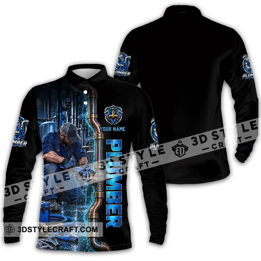 Unisex Shirt - Custom Plumber Shirt - Long Sleeve Polo / S - T-shirt
