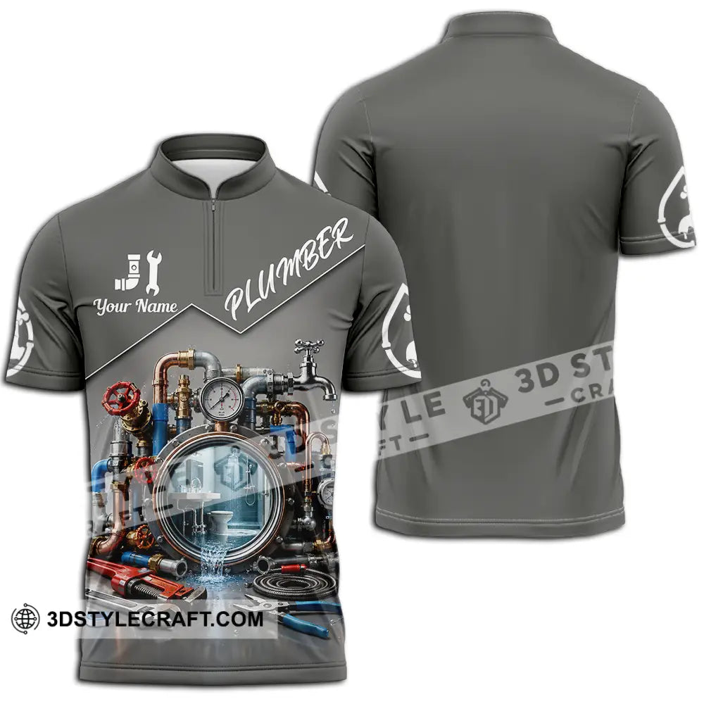 Unisex Shirt - Custom Plumber Shirt - Zipper Polo Shirt / S - T-shirt