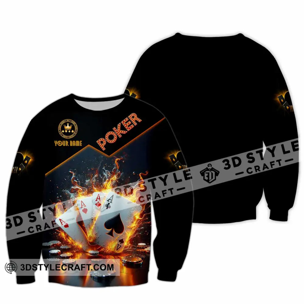Unisex Shirt - Custom Poker Four Of Aces Card Lover Shirt Long Sleeve / S T-shirt