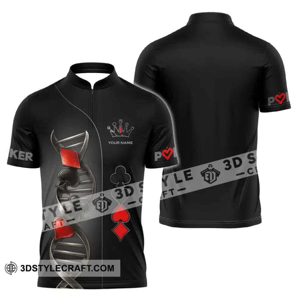 Unisex Shirt - Custom Poker Lover Classic Shirt In My DNA Zipper Polo Shirt / S T-shirt