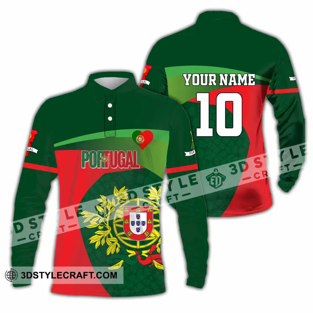 Unisex Shirt - Custom Portugal 3D Shirt Long Sleeve Polo / S T-shirt