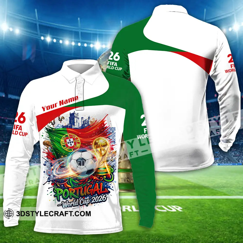 Unisex Shirt - Custom Portugal World Cup 2026 3D Shirt - Long Sleeve Polo / S - T-shirt