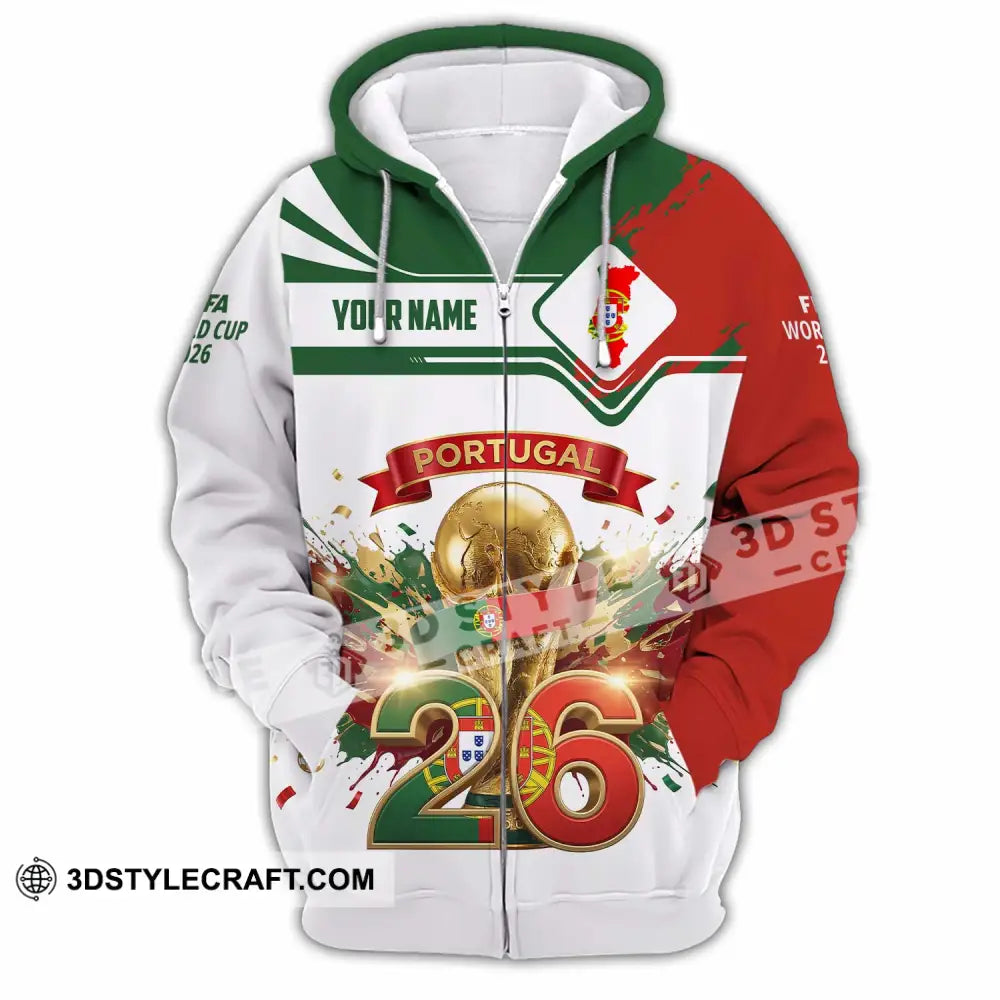 Unisex Shirt - Custom Portugal FIFA World Cup 2026 3D Shirt Zipper Hoodie / S T-shirt