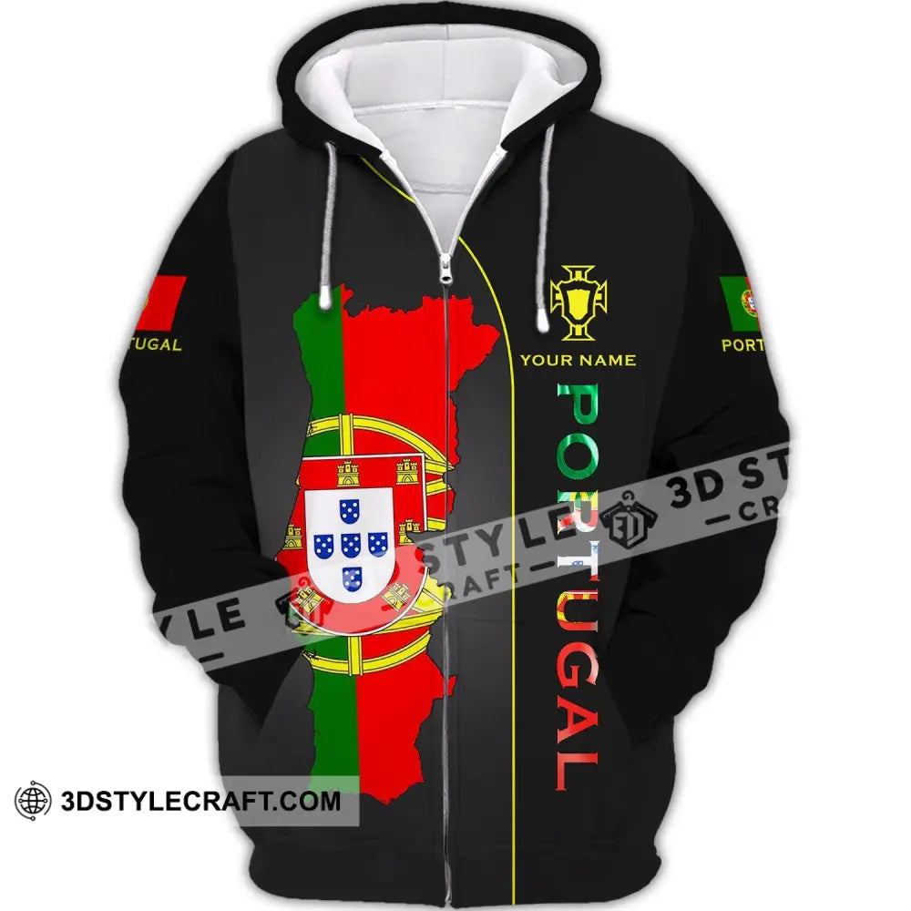 Unisex Shirt - Custom Portugal Name Zipper Hoodie / S T-Shirt