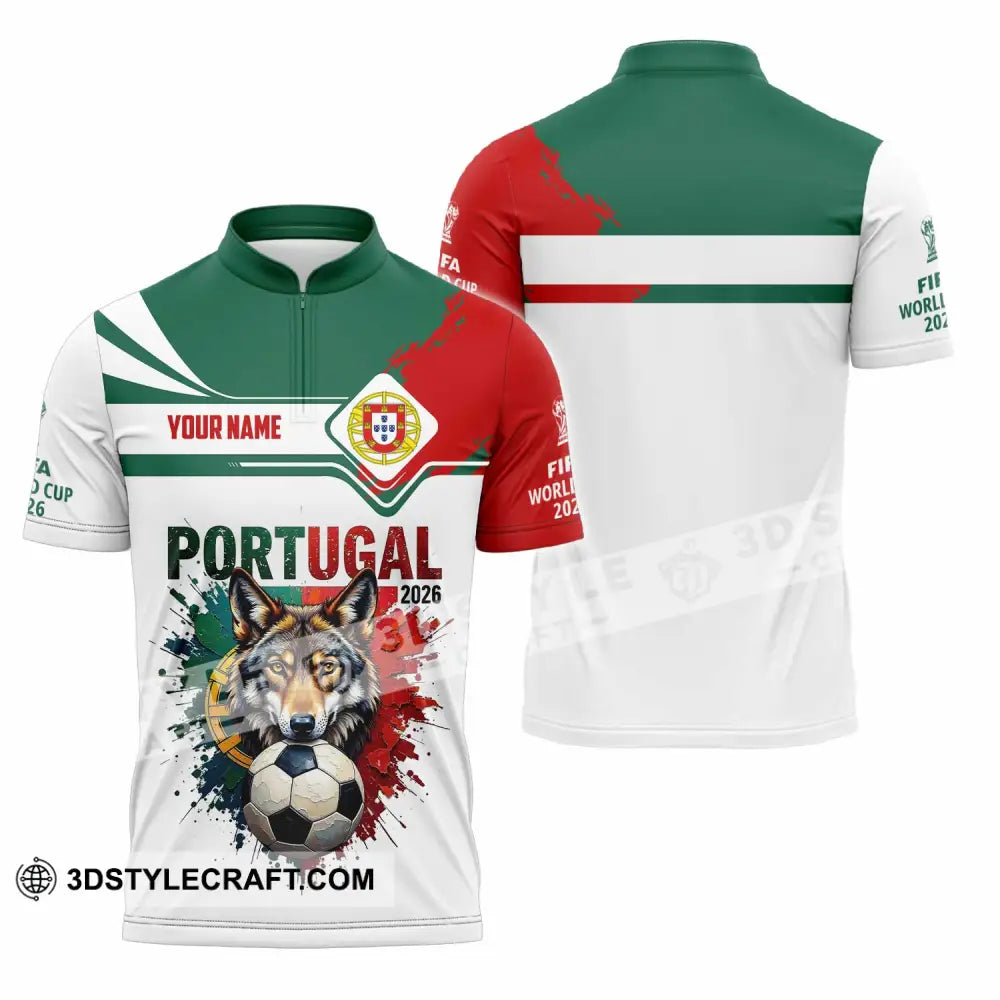 Unisex Shirt - Custom Portugal World Cup 2026 3D Shirt Zipper Polo Shirt / S T-shirt