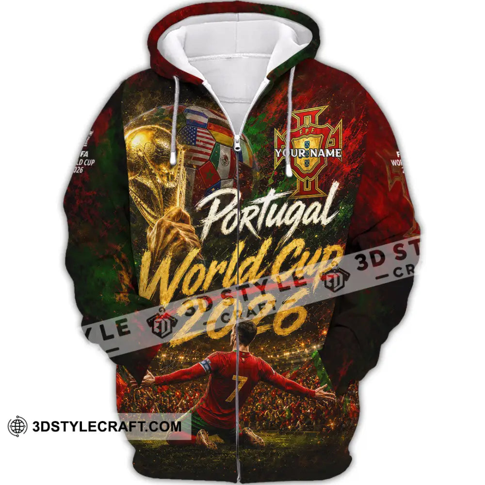Unisex Shirt - Custom Portugal World Cup 2026 Shirt - Zipper Hoodie / S - T-shirt
