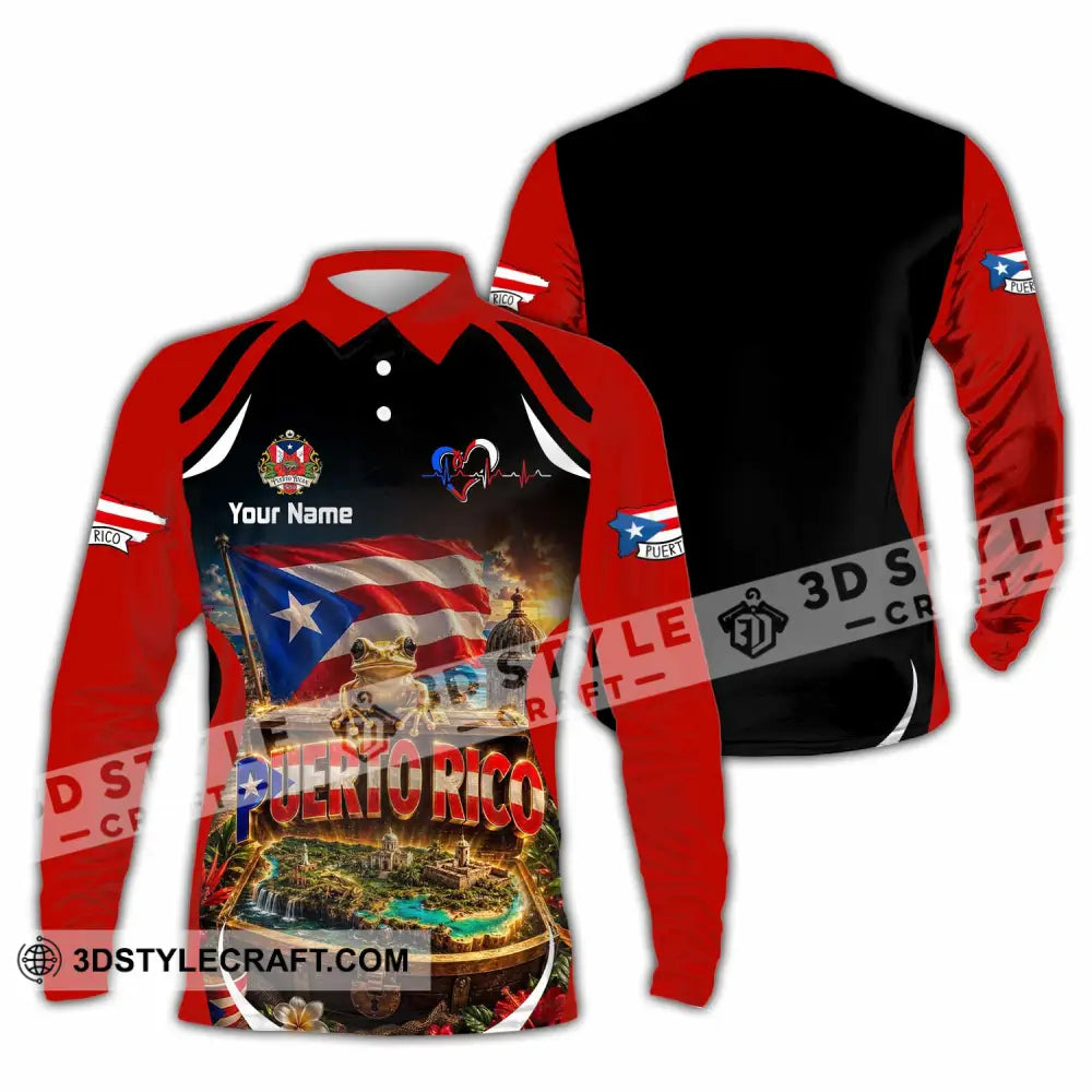 Unisex Shirt - Custom Puerto Rico Shirt - Long Sleeve Polo / S - T-shirt