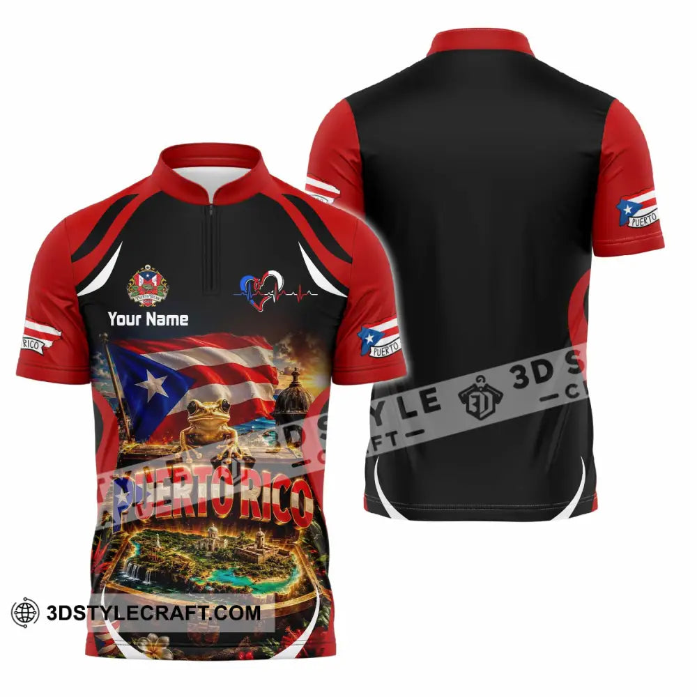 Unisex Shirt - Custom Puerto Rico Shirt - Zipper Polo Shirt / S - T-shirt