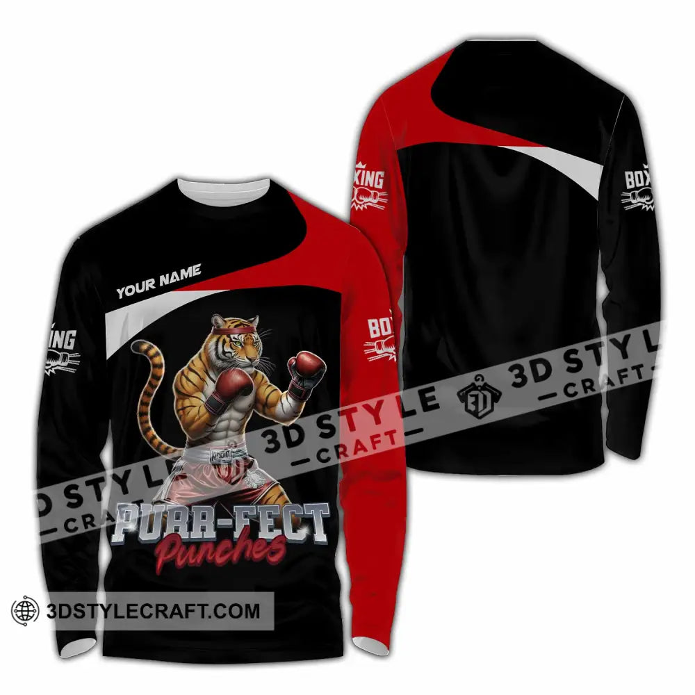 Unisex Shirt - Custom Purr-fect Punches Boxing 3D Shirt Long Sleeve Shirt / S T-shirt