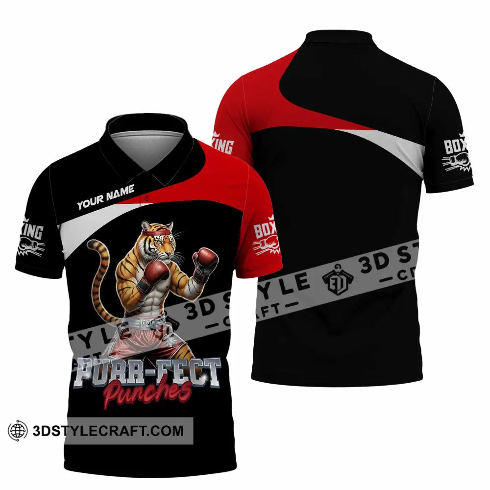 Unisex Shirt - Custom Purr-fect Punches Boxing 3D Shirt Polo Shirt / S T-shirt