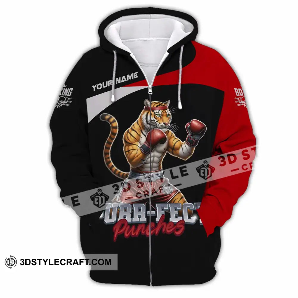 Unisex Shirt - Custom Purr-fect Punches Boxing 3D Shirt Zipper Hoodie / S T-shirt