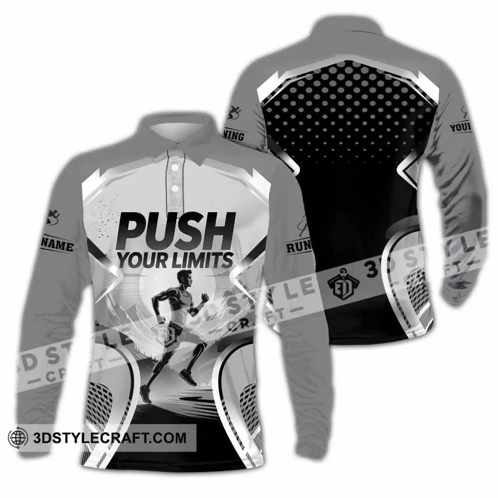 Unisex Shirt - Custom Push Your Limits Running 3D Shirt Long Sleeve Polo / S T-shirt