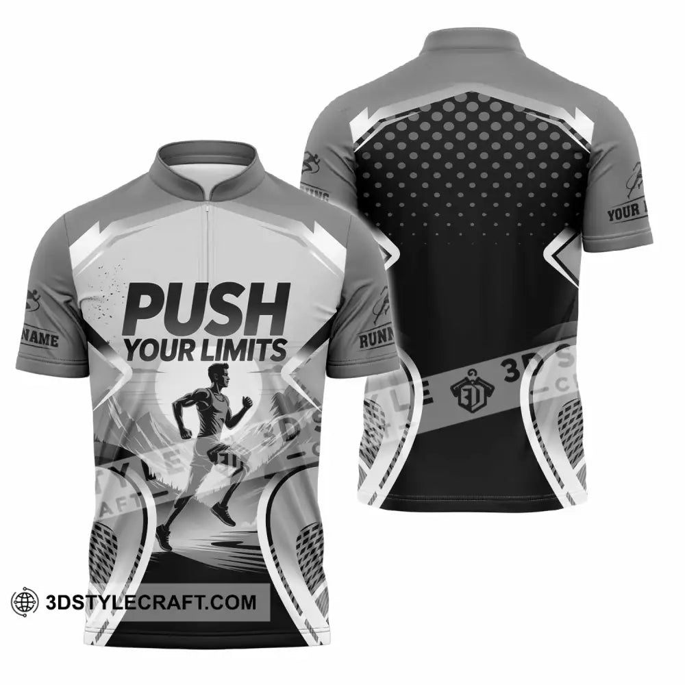 Unisex Shirt - Custom Push Your Limits Running 3D Shirt Zipper Polo Shirt / S T-shirt