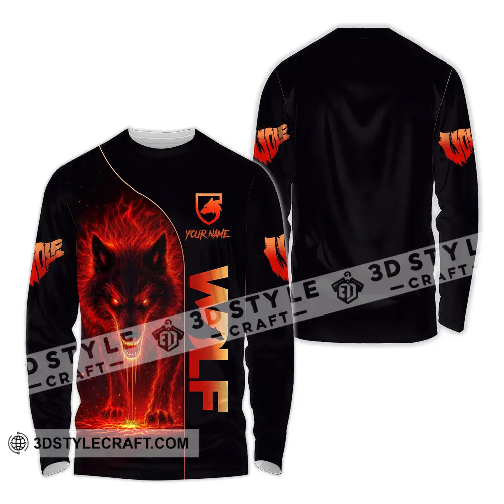 Unisex Shirt - Custom Red Wolf 3D Shirt Long Sleeve Shirt / S T-shirt