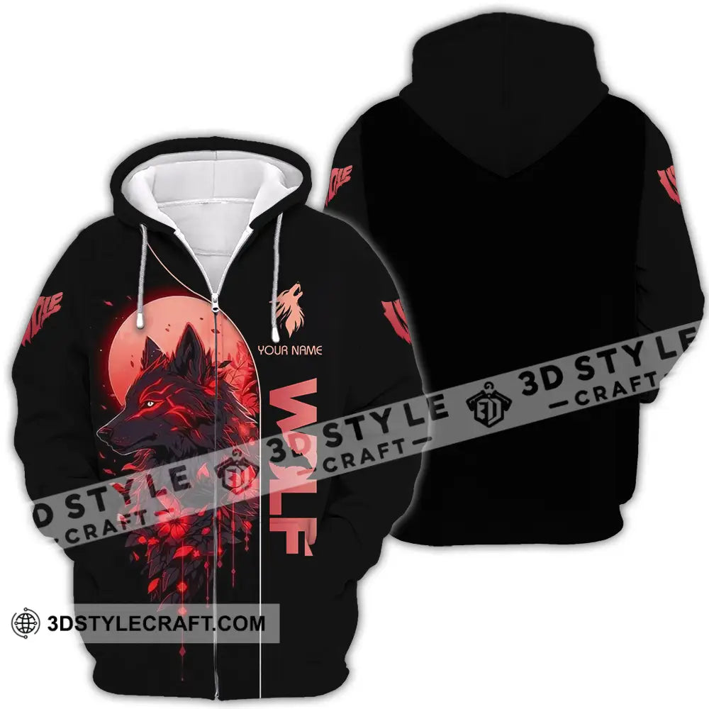 Unisex Shirt - Custom Red Wolf 3D Shirt Zipper Hoodie / S T-shirt