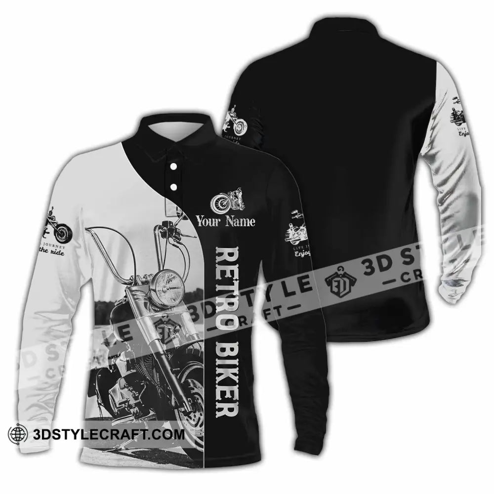 Unisex Shirt - Custom Retro Biker 3D Shirt - Long Sleeve Polo / S - T-shirt