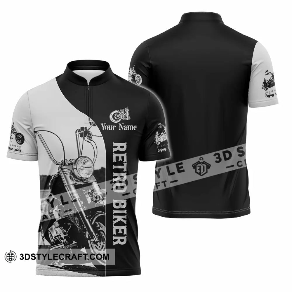 Unisex Shirt - Custom Retro Biker 3D Shirt - Zipper Polo Shirt / S - T-shirt