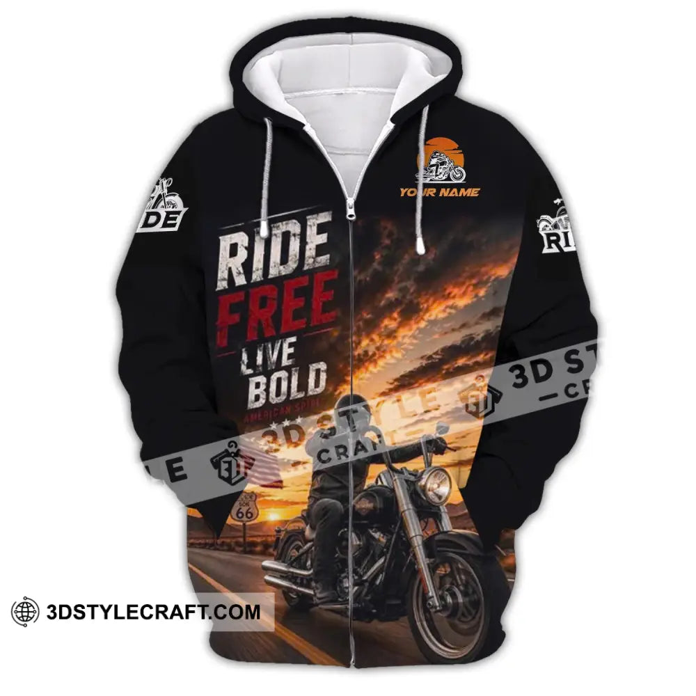 Unisex Shirt - Custom Ride Free Live Bold Shirt - Zipper Hoodie / S - T-shirt