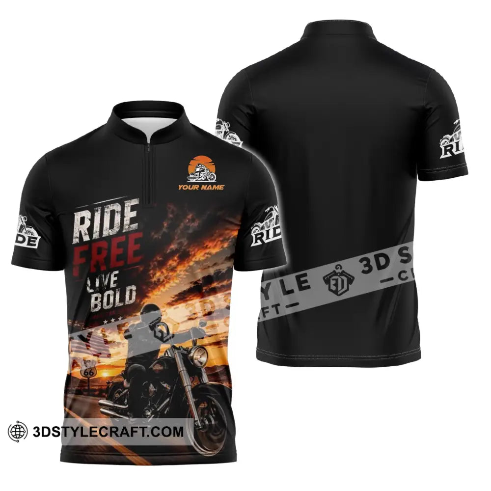 Unisex Shirt - Custom Ride Free Live Bold Shirt - Zipper Polo Shirt / S - T-shirt