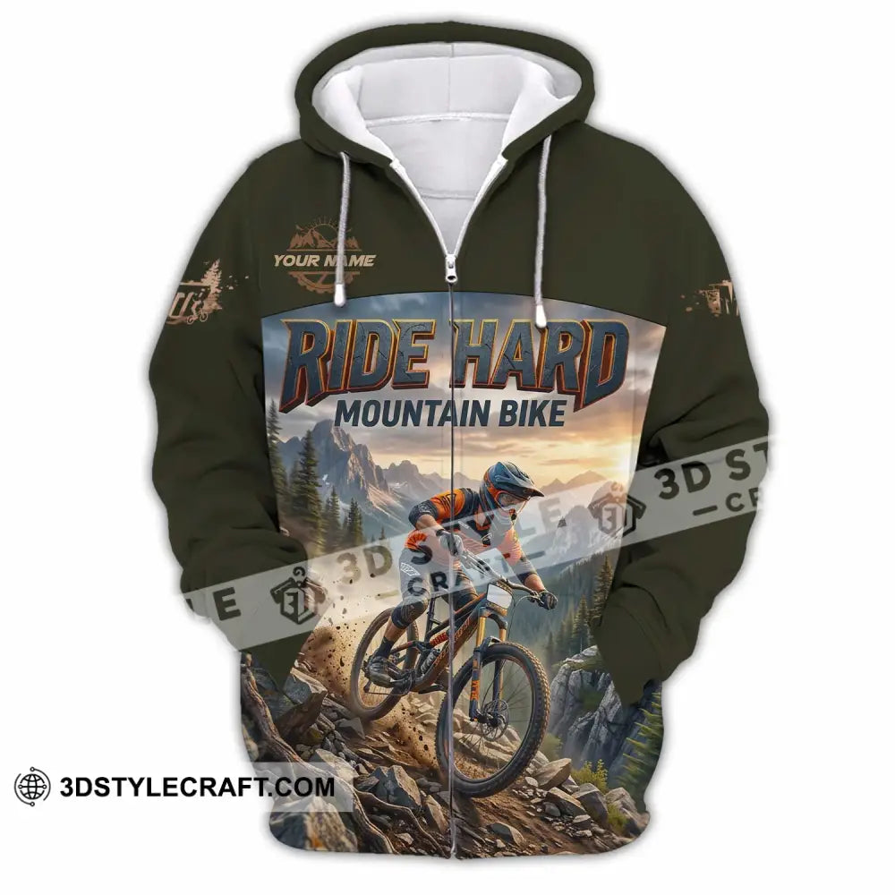 Unisex Shirt - Custom Ride Hard Mountain Bike Shirt - Zipper Hoodie / S - T-shirt