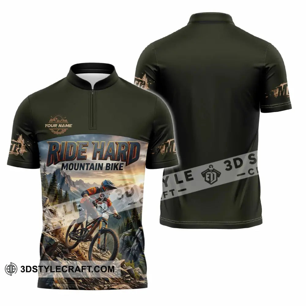 Unisex Shirt - Custom Ride Hard Mountain Bike Shirt - Zipper Polo Shirt / S - T-shirt