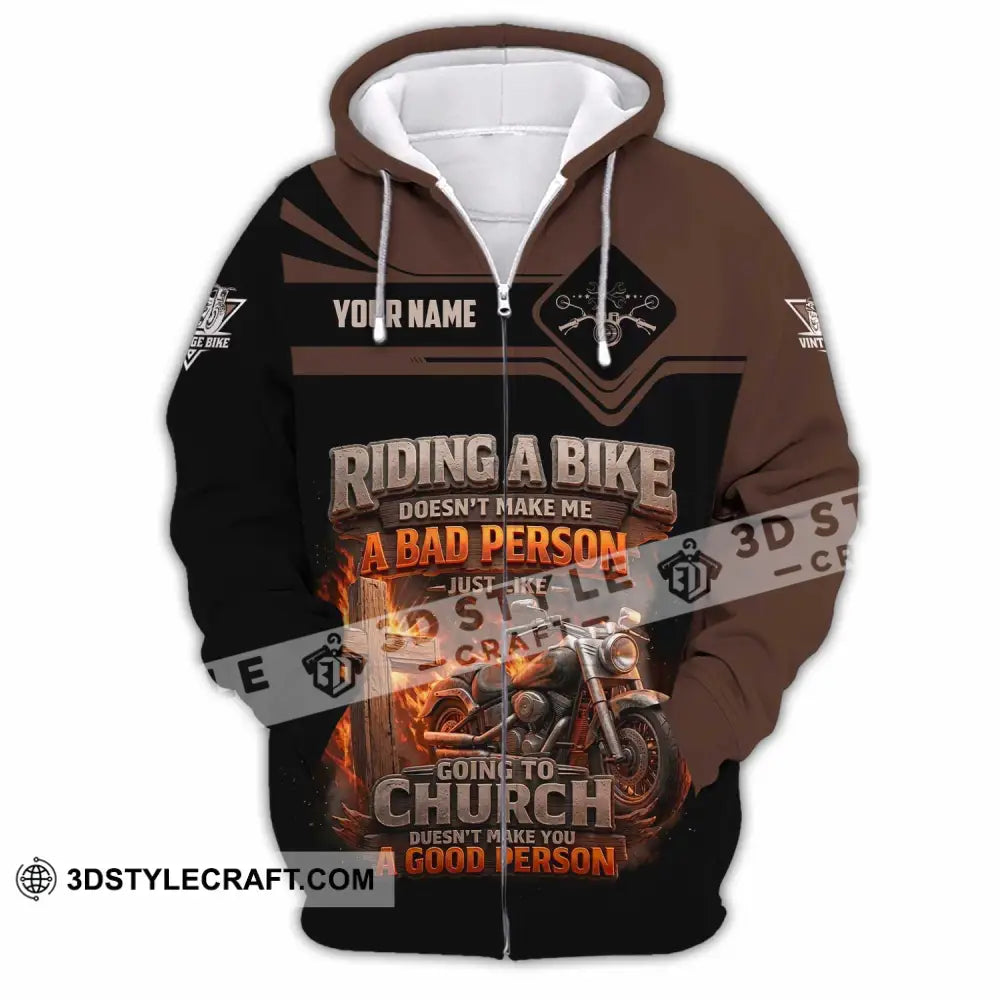 Unisex Shirt - Custom Riding A Bike 3D Shirt Zipper Hoodie / S T-shirt