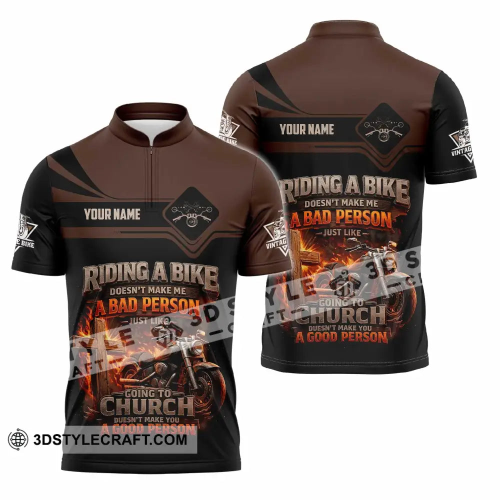 Unisex Shirt - Custom Riding A Bike 3D Shirt Zipper Polo Shirt / S T-shirt