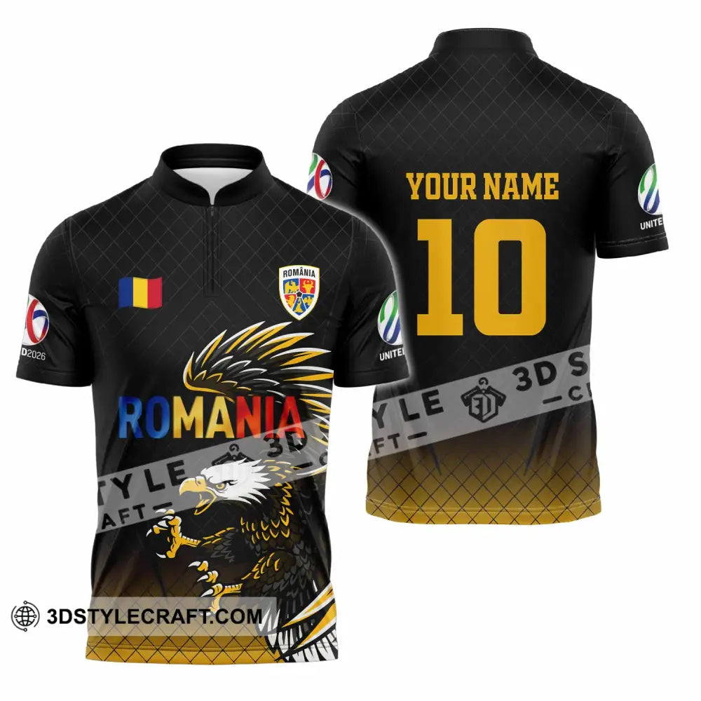 Unisex Shirt - Custom Romania 3D Shirt Zipper Polo Shirt / S T-shirt