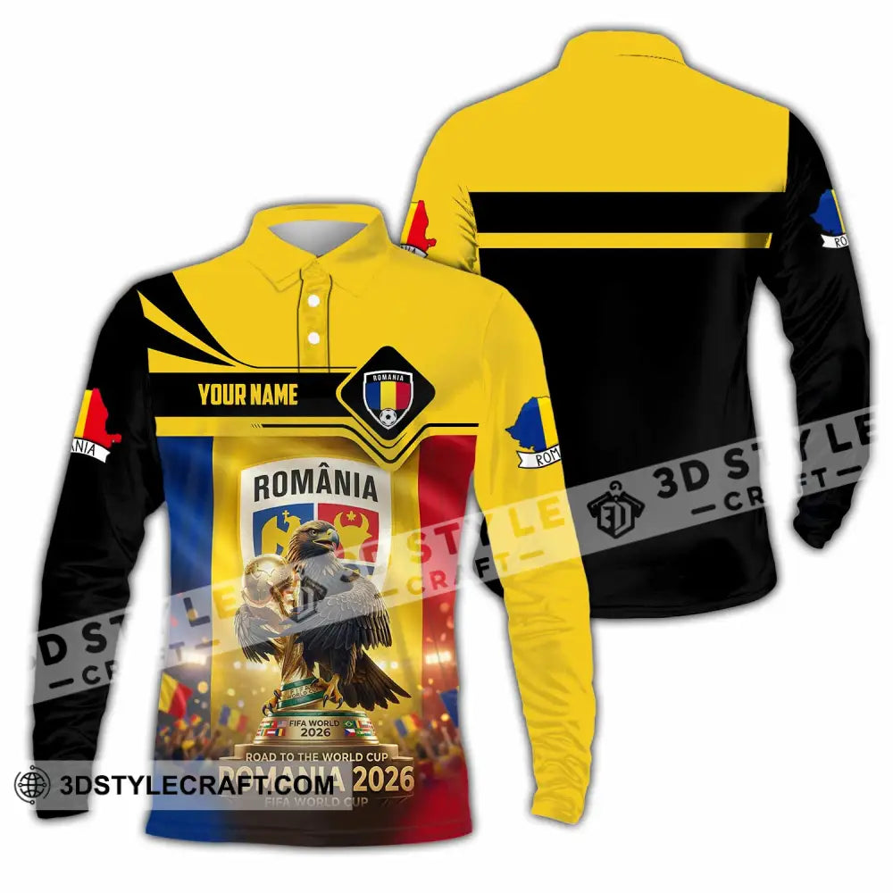 Unisex Shirt - Custom Romania World Cup 2026 3D Shirt Long Sleeve Polo / S T-shirt