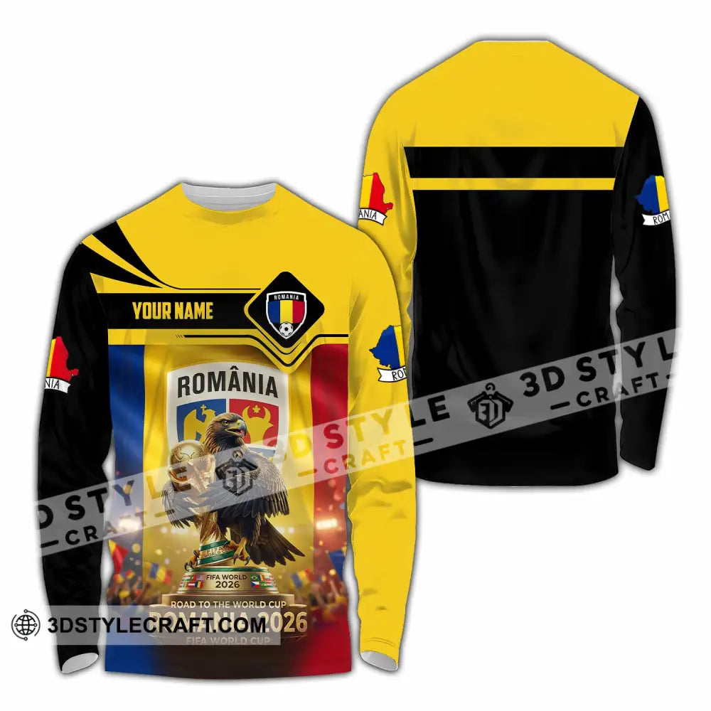 Unisex Shirt - Custom Romania World Cup 2026 3D Shirt Long Sleeve Shirt / S T-shirt
