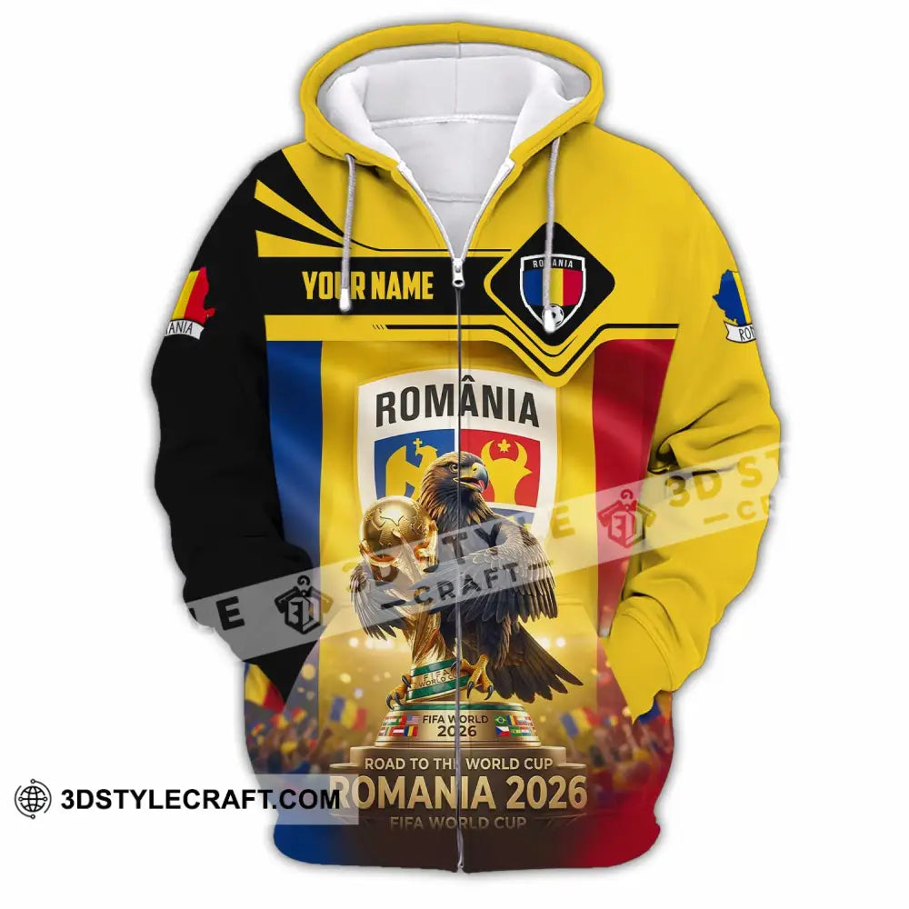 Unisex Shirt - Custom Romania World Cup 2026 3D Shirt Zipper Hoodie / S T-shirt