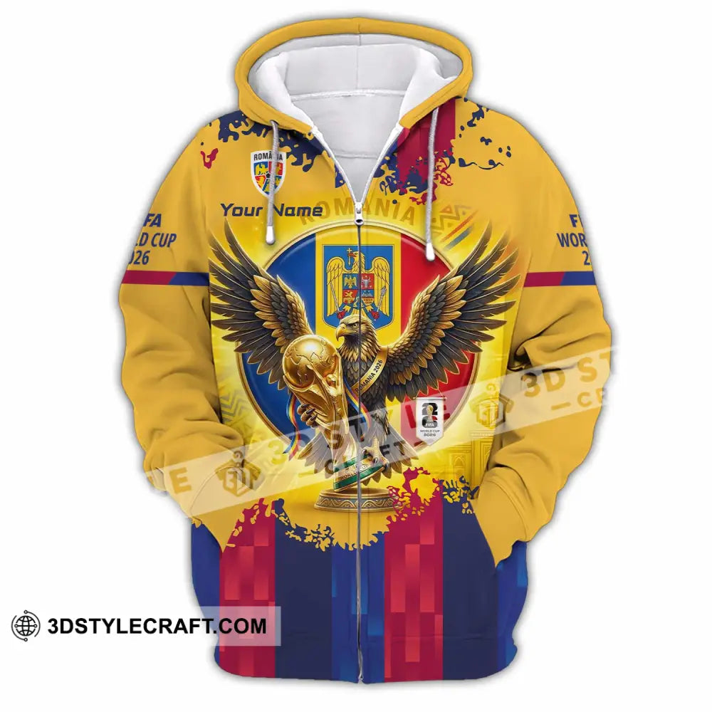 Unisex Shirt - Custom Romania World Cup 2026 3D Shirt Zipper Hoodie / S T-shirt