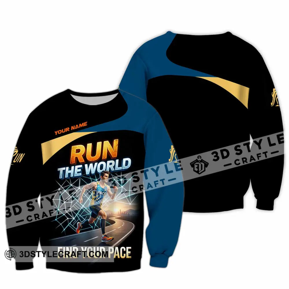 Unisex Shirt - Custom Run The World Find Your Pace Shirt - Long Sleeve / S - T-shirt