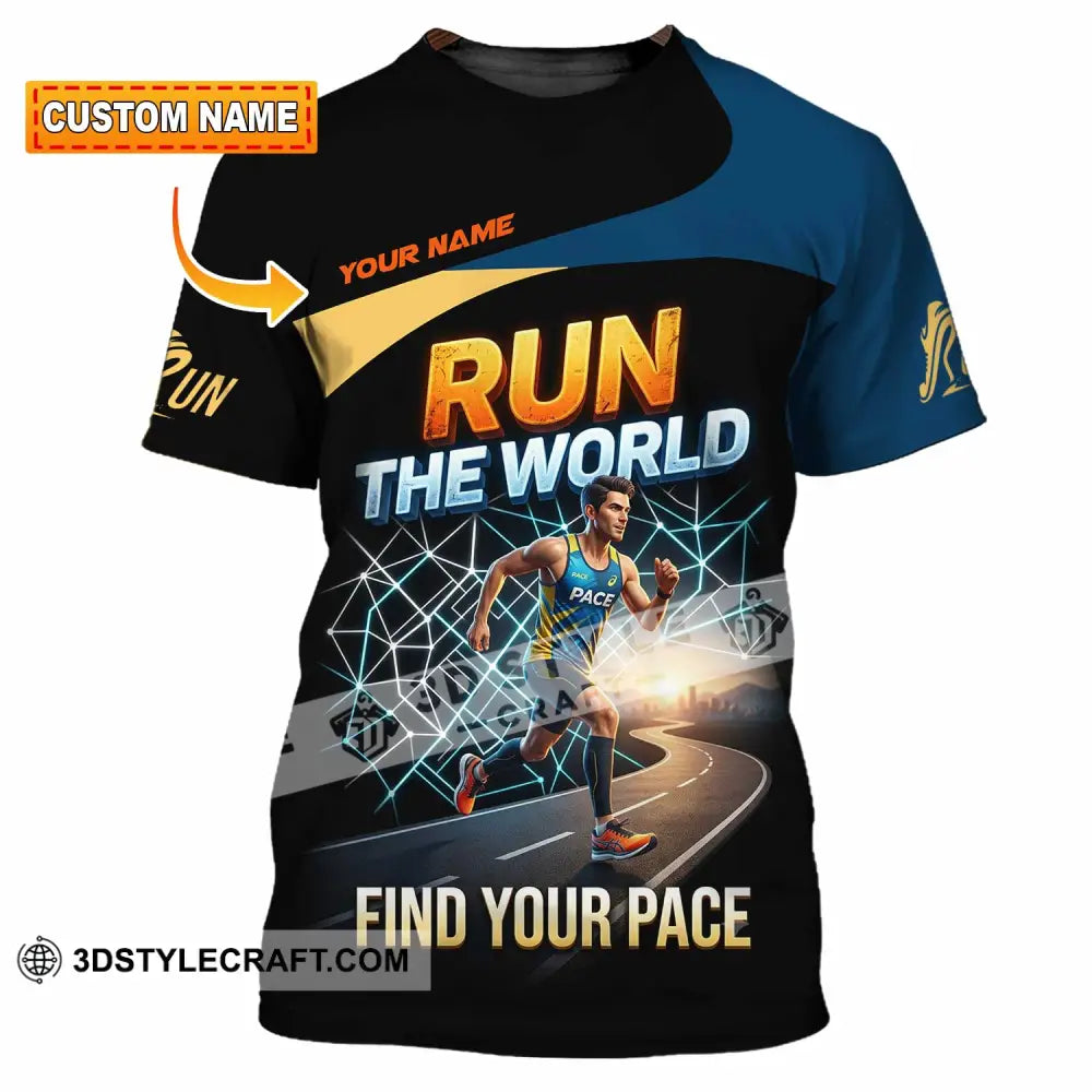 Unisex Shirt - Custom Run The World Find Your Pace Shirt - T-shirt