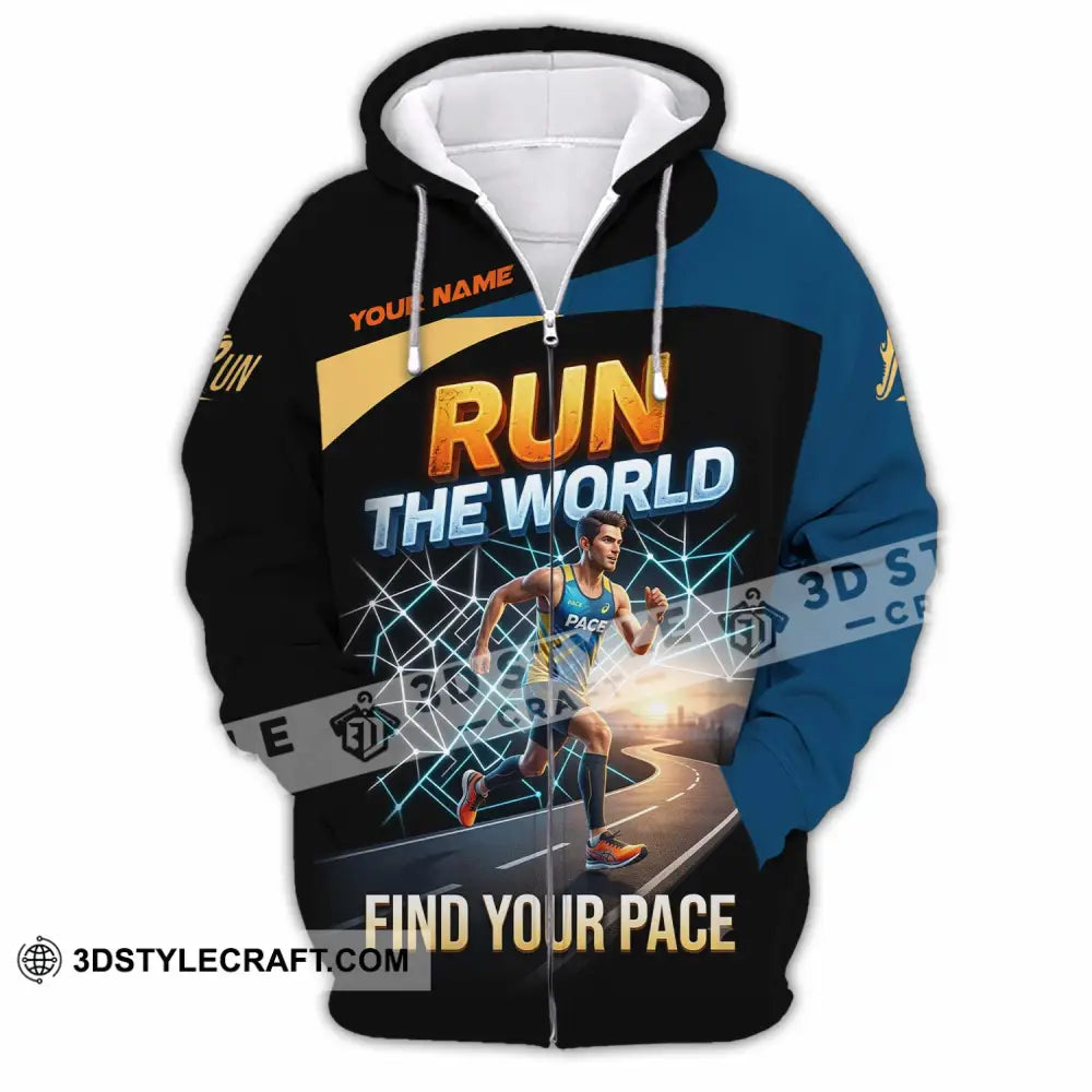 Unisex Shirt - Custom Run The World Find Your Pace Shirt - Zipper Hoodie / S - T-shirt