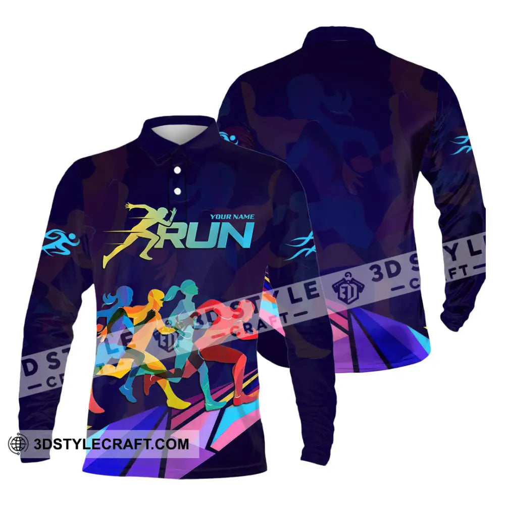 Unisex Shirt - Custom Running 3D Shirt Long Sleeve Polo / S T-shirt