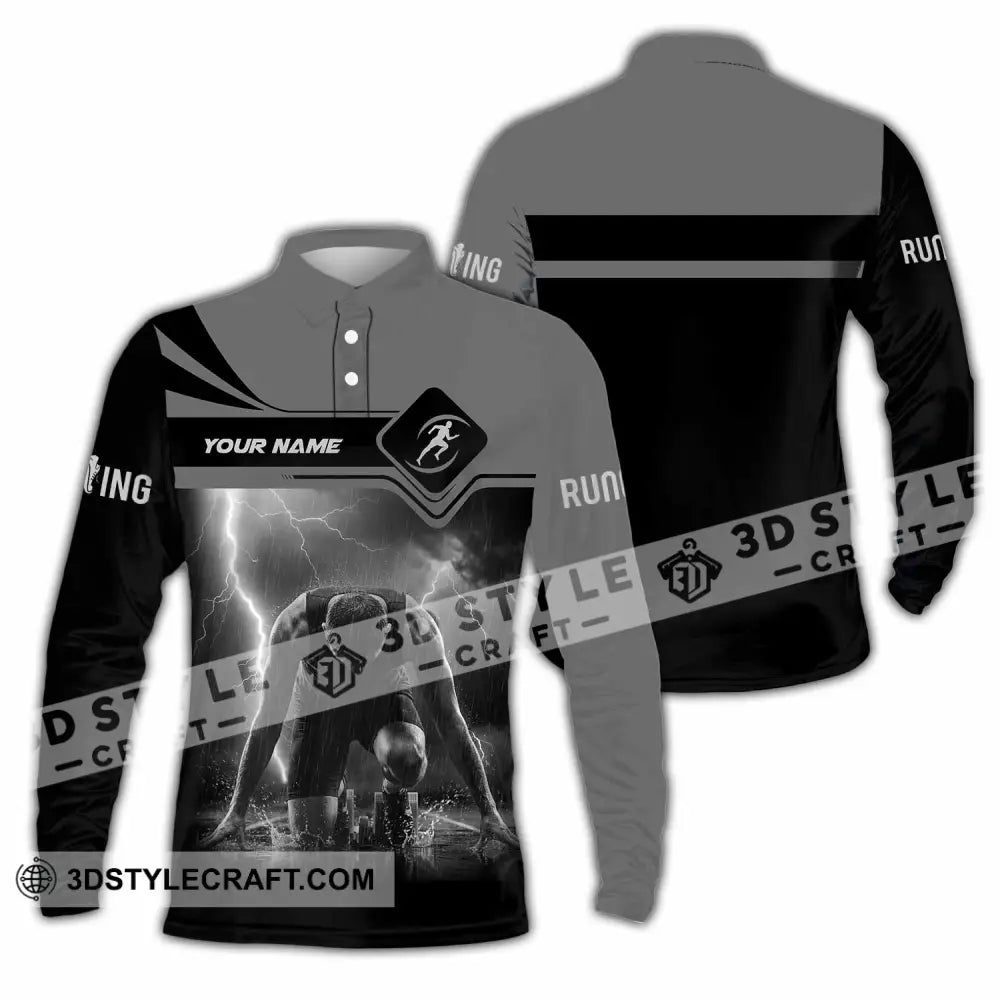 Unisex Shirt - Custom Running 3D Shirt Long Sleeve Polo / S T-shirt