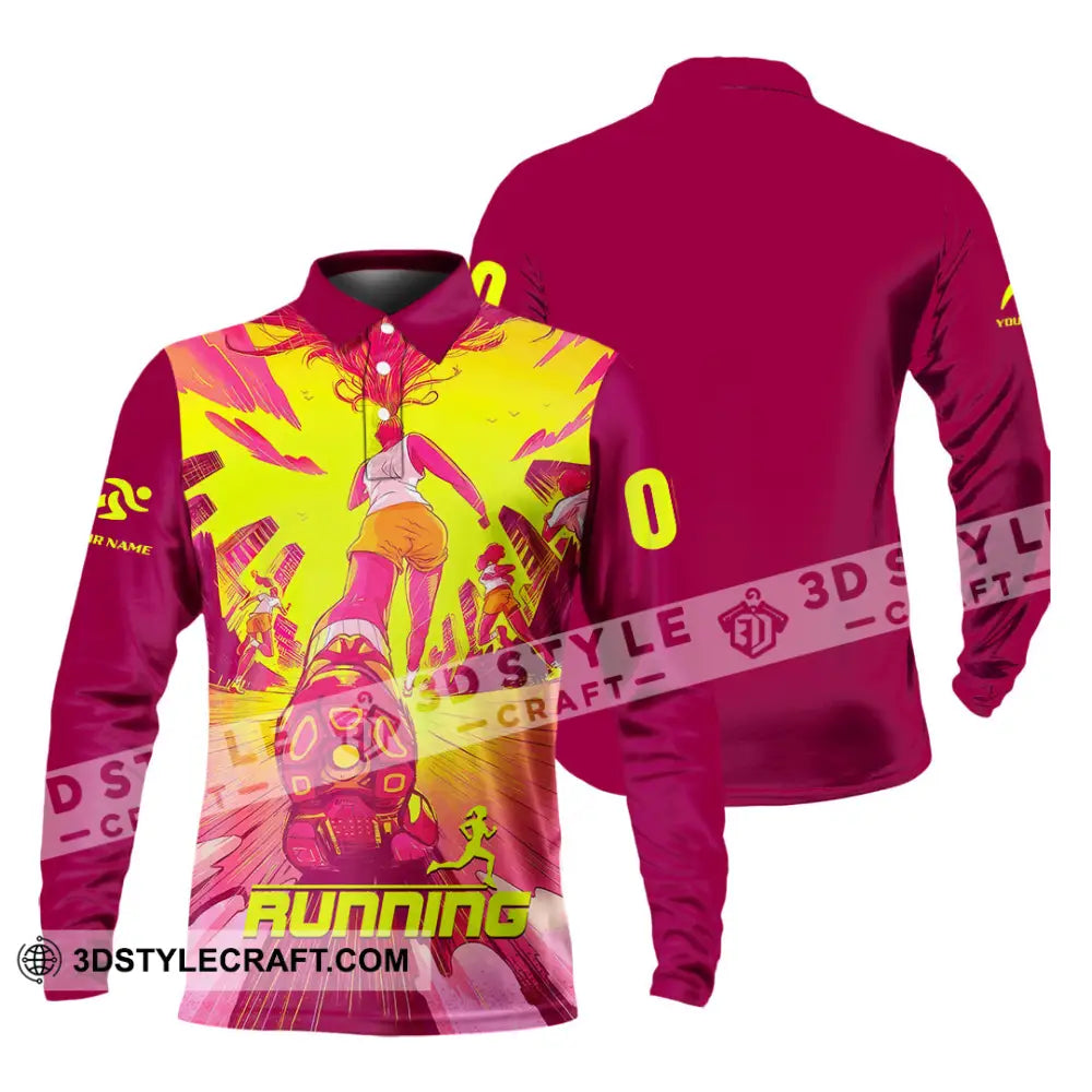 Unisex Shirt - Custom Running 3D Shirt - Long Sleeve Polo / S - T-shirt