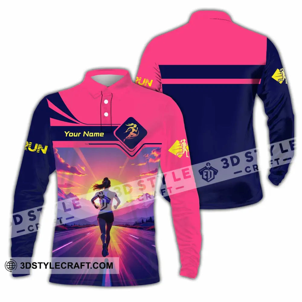 Unisex Shirt - Custom Running 3D Shirt Long Sleeve Polo / S T-shirt