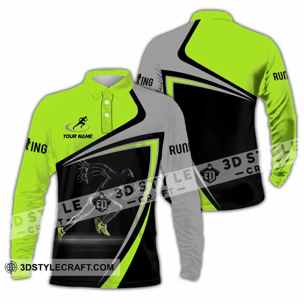Unisex Shirt - Custom Running 3D Shirt Long Sleeve Polo / S T-shirt