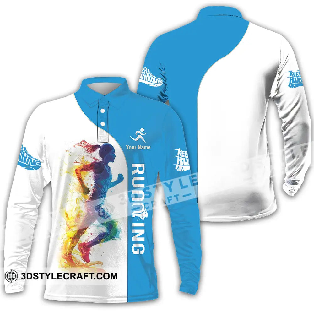 Unisex Shirt - Custom Running 3D Shirt Long Sleeve Polo / S T-shirt