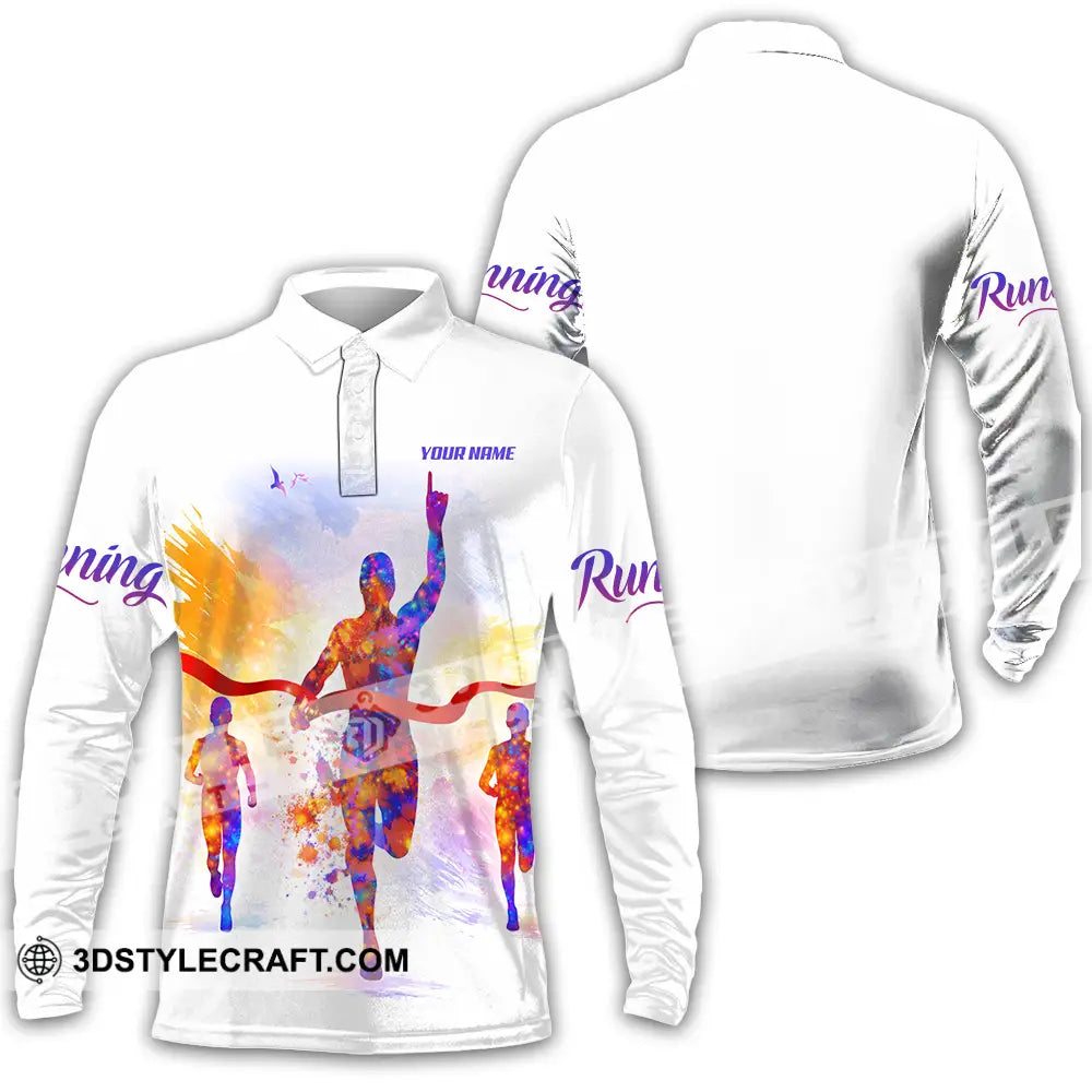 Unisex Shirt - Custom Running 3D Shirt Long Sleeve Polo / S T-shirt