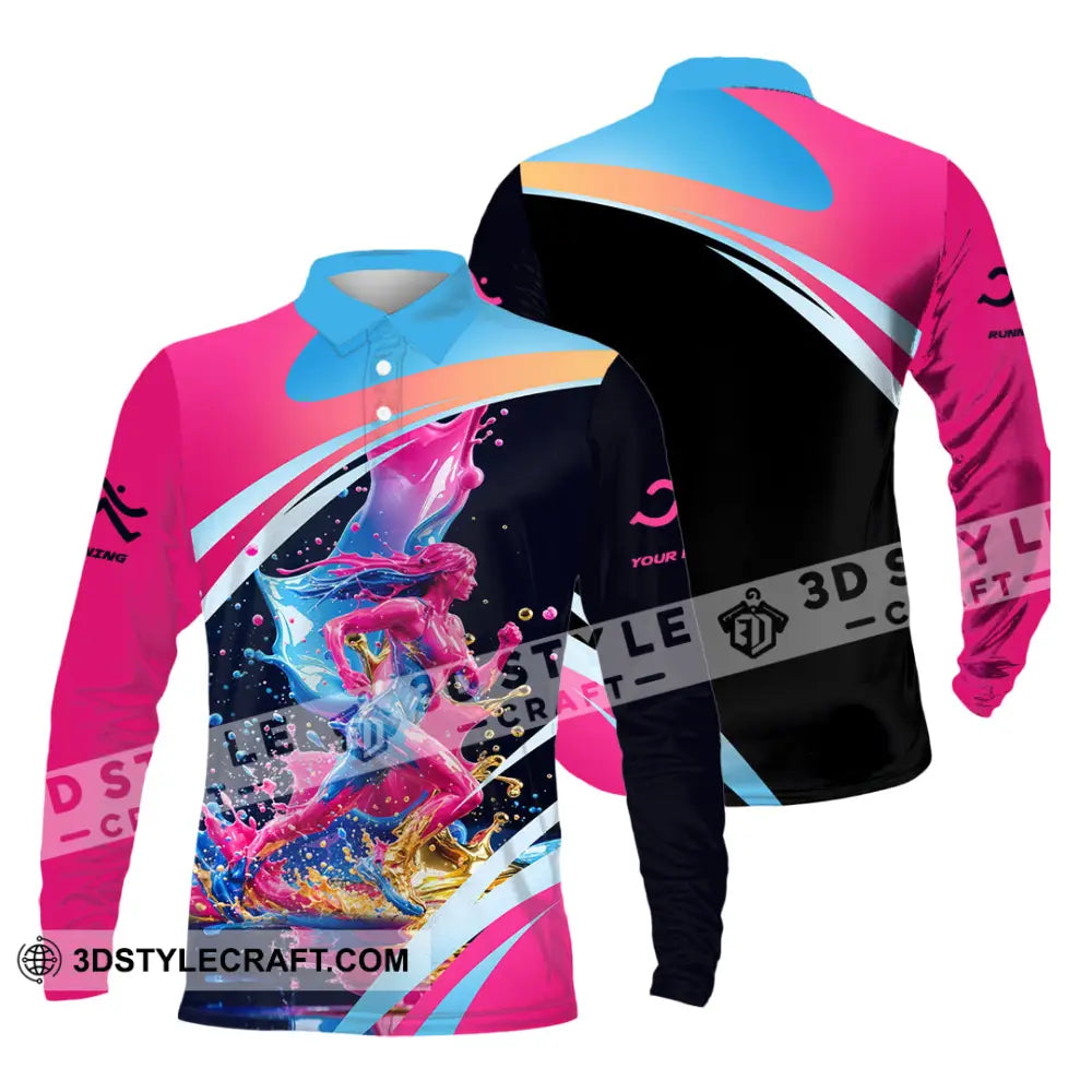 Unisex Shirt - Custom Running 3D Shirt Long Sleeve Polo / S T-shirt