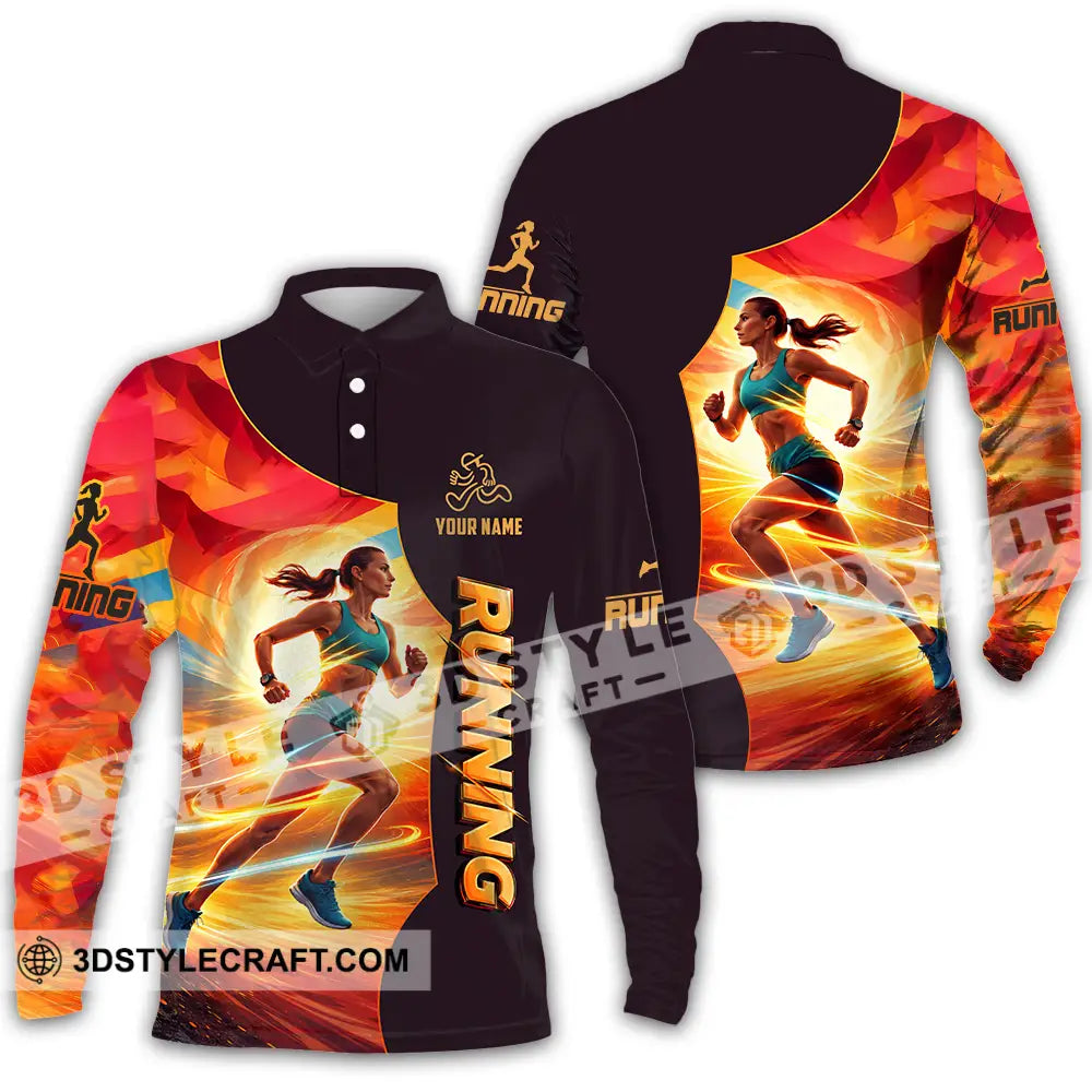 Unisex Shirt - Custom Running 3D Shirt Long Sleeve Polo / S T-shirt