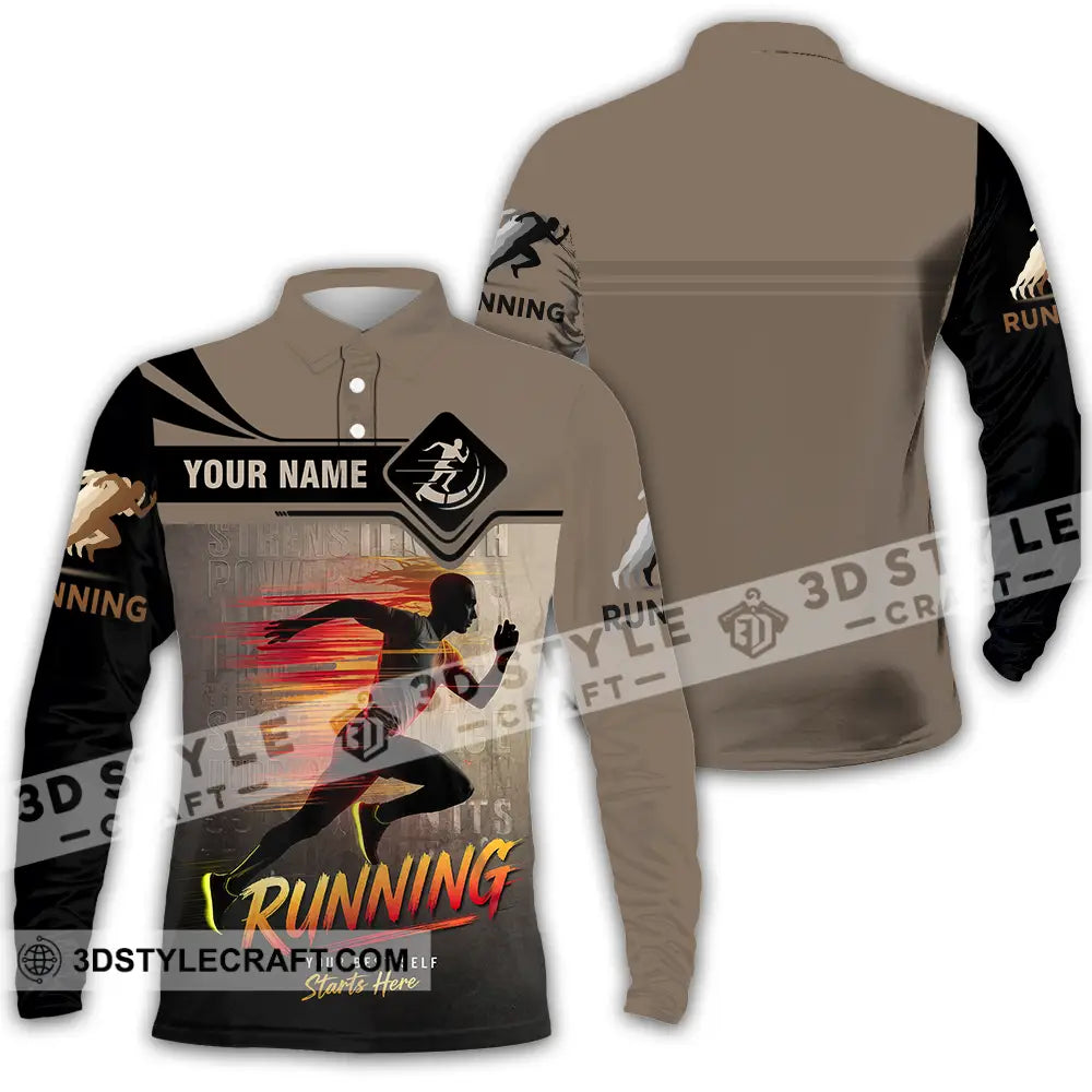 Unisex Shirt - Custom Running 3D Shirt Long Sleeve Polo / S T-shirt