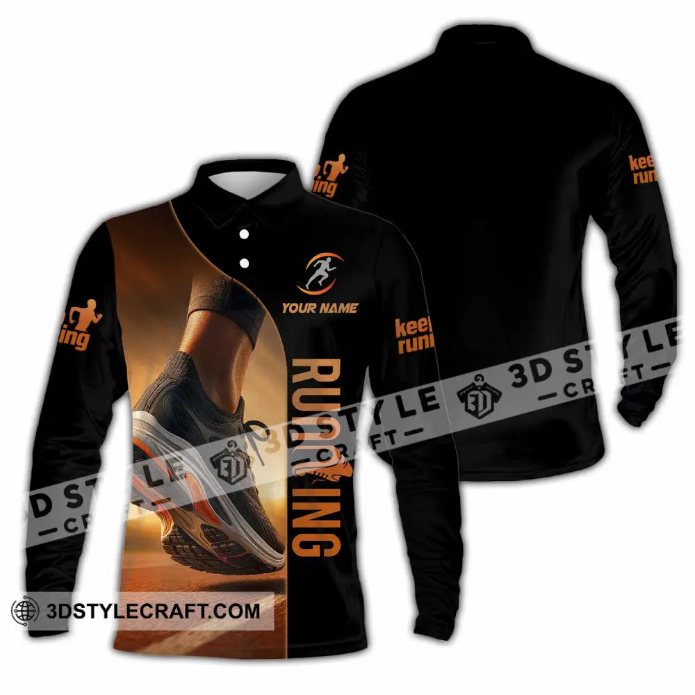 Unisex Shirt - Custom Running 3D Shirt Long Sleeve Polo / S T-shirt